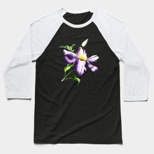 Clematis Flower Watercolor Painting Baseball T-Shirt